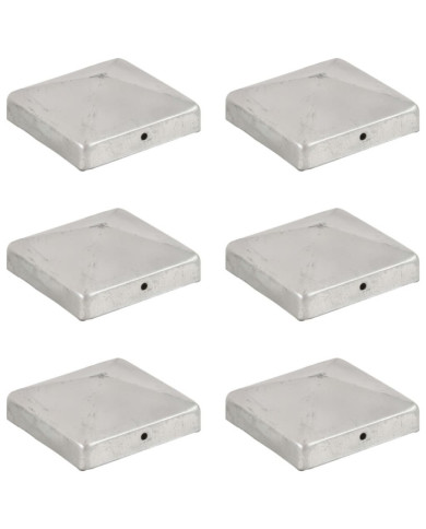 Bouchons de poteau de clôture 6 pcs Métal galvanisé 91x91 mm | Mobilier & Déco