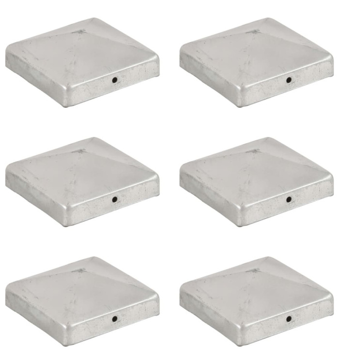 Bouchons de poteau de clôture 6 pcs Métal galvanisé 91x91 mm | Mobilier & Déco