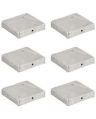 Bouchons de poteau de clôture 6 pcs Métal galvanisé 91x91 mm | Mobilier & Déco