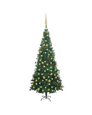 Arbre de Noël artificiel pré-éclairé et boules L 240 cm vert | Mobilier & Déco