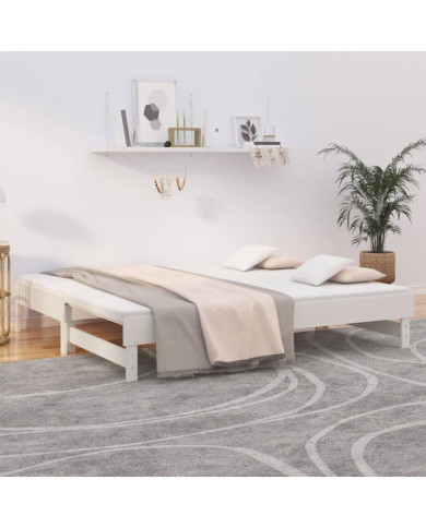 Lit coulissant sans matelas blanc 2x(75x190) cm | Mobilier & Déco
