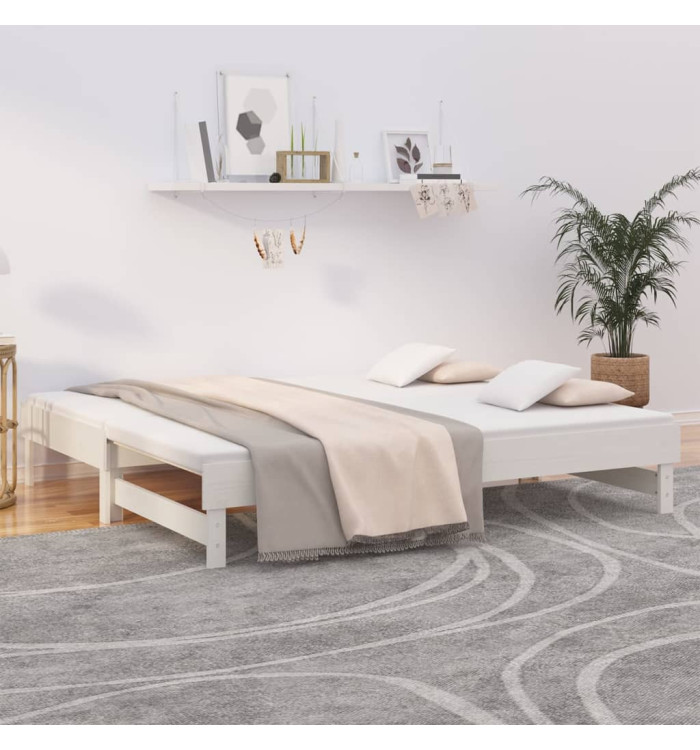 Lit coulissant sans matelas blanc 2x(75x190) cm | Mobilier & Déco