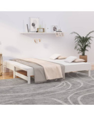 Lit coulissant sans matelas blanc 2x(75x190) cm | Mobilier & Déco