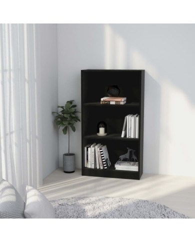 Bibliothèque 3 niveaux Noir 60x24x109 cm Bois d'ingénierie | Mobilier & Déco