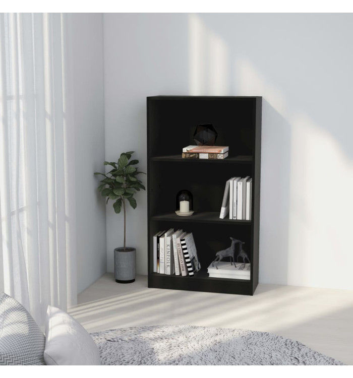 Bibliothèque 3 niveaux Noir 60x24x109 cm Bois d'ingénierie | Mobilier & Déco