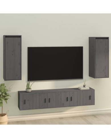 Armoires murales 2 pcs Gris 30x30x80 cm Bois de pin massif | Mobilier & Déco