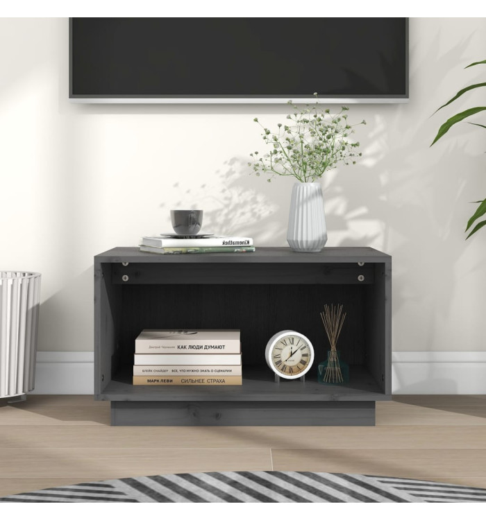 Meuble TV Gris 60x35x35 cm Bois de pin massif | Mobilier & Déco