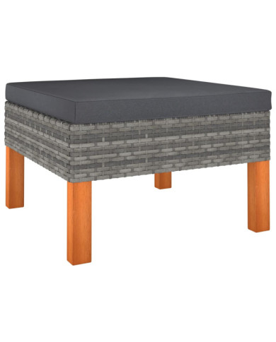 Repose-pied Résine tressée et bois d'eucalyptus massif | Mobilier & Déco