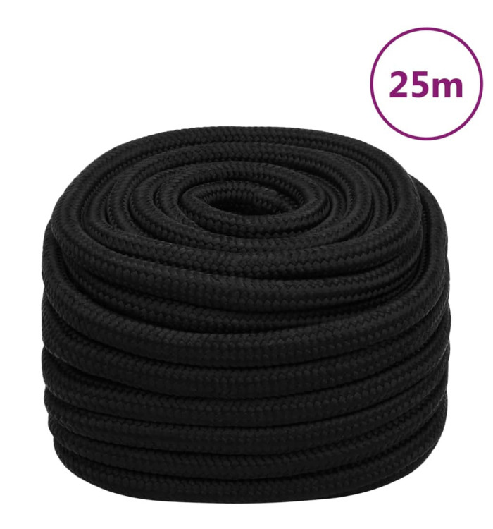 Corde de travail Noir 25 mm 25 m Polyester | Mobilier & Déco