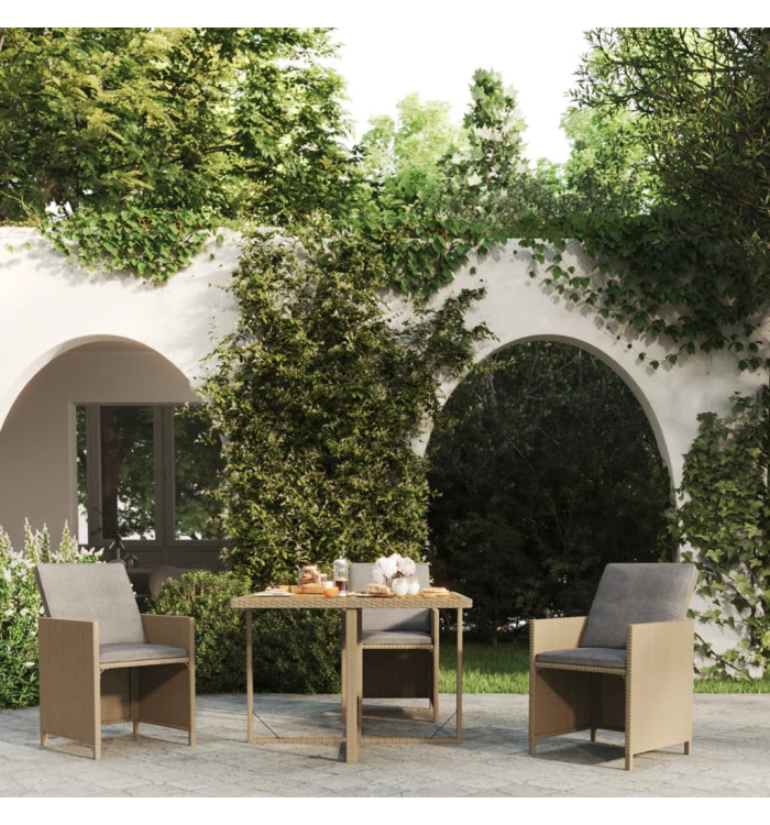 Table de jardin Beige 109x107x74 cm Résine tressée bois massif | Mobilier & Déco