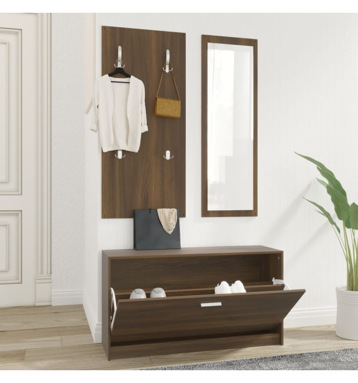 Ensemble d'armoires à chaussures 3-en-1 Chêne marron | Mobilier & Déco