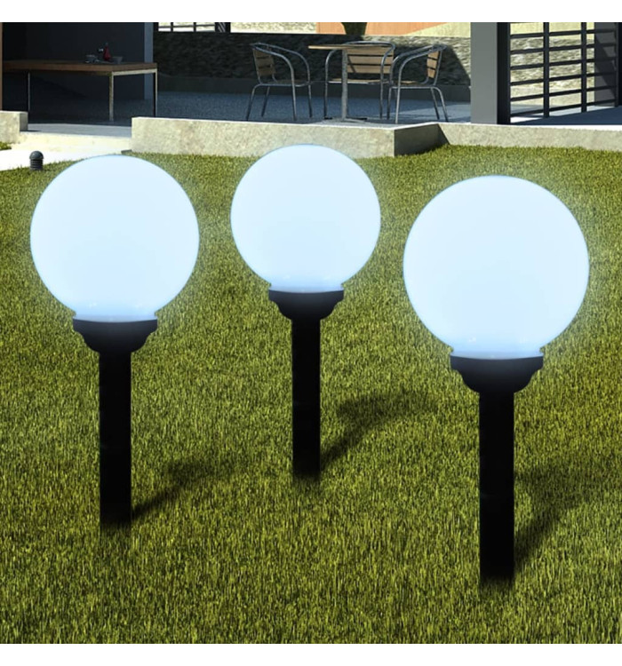 Lampes d'allée à LED 3 pcs 20 cm avec piquet de sol | Mobilier & Déco