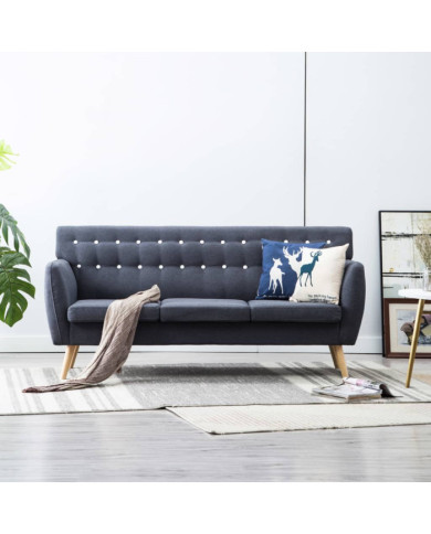 Canapé à 3 places Revêtement en tissu 172x70x82 cm Gris foncé | Mobilier & Déco