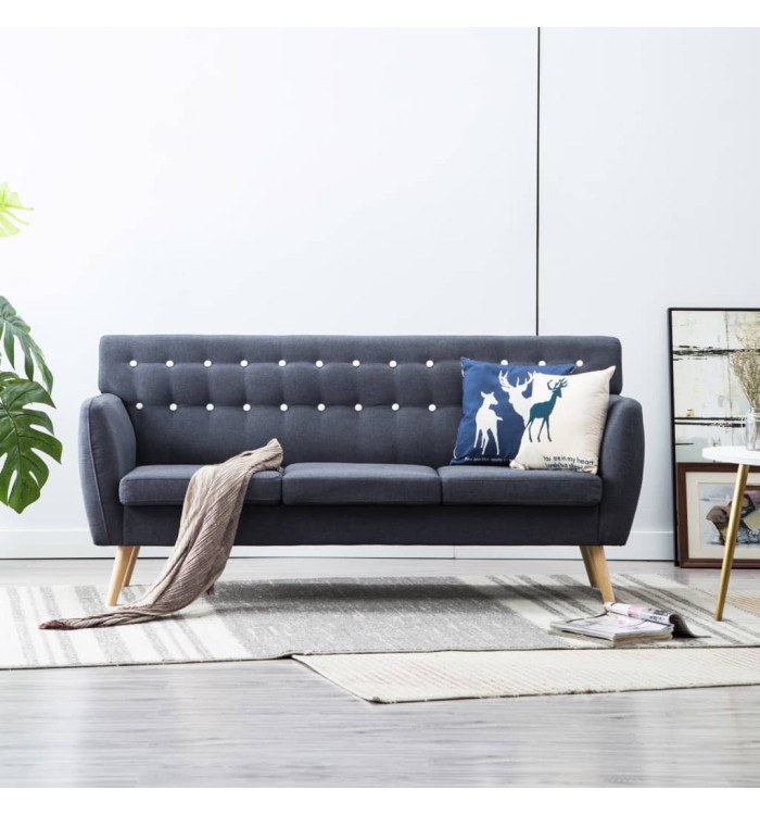 Canapé à 3 places Revêtement en tissu 172x70x82 cm Gris foncé | Mobilier & Déco