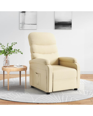 Fauteuil inclinable Crème Tissu | Mobilier & Déco