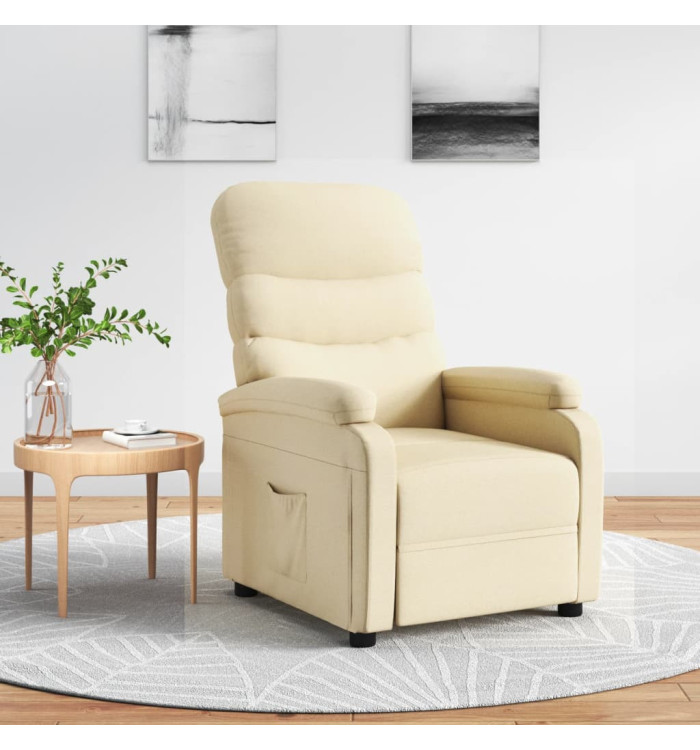 Fauteuil inclinable Crème Tissu | Mobilier & Déco