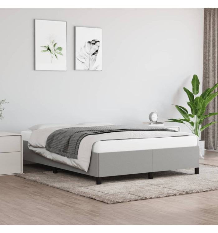 Cadre de lit sans matelas gris clair 140x200 cm tissu | Mobilier & Déco