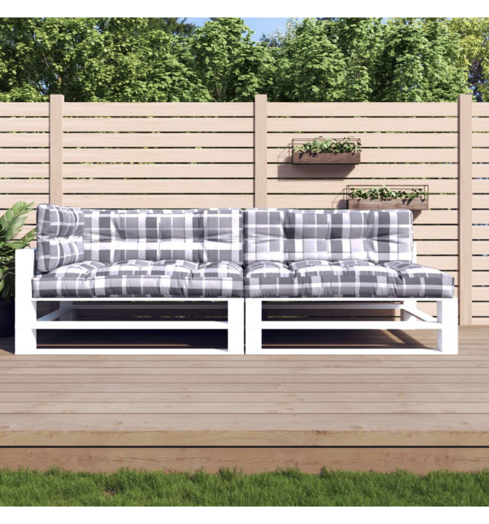 Coussins de palette 5 pcs motif à carreaux gris tissu | Mobilier & Déco