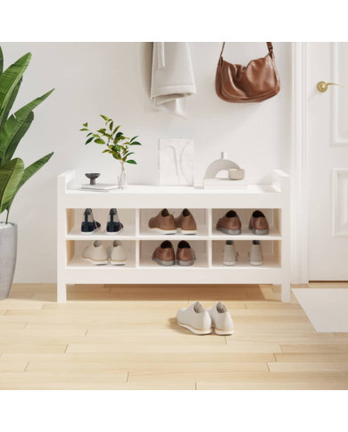 Banc d'entrée Blanc 110x40x60 cm Bois de pin massif | Mobilier & Déco
