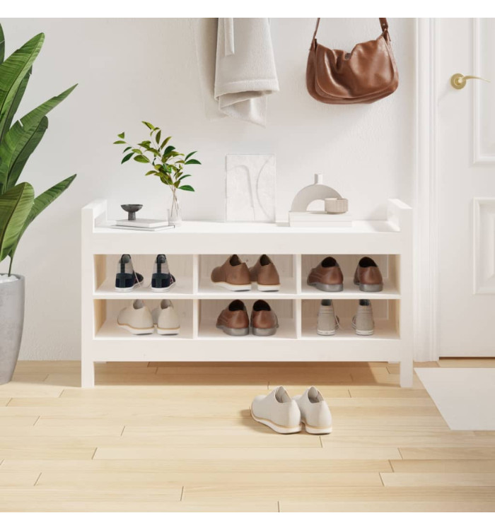 Banc d'entrée Blanc 110x40x60 cm Bois de pin massif | Mobilier & Déco