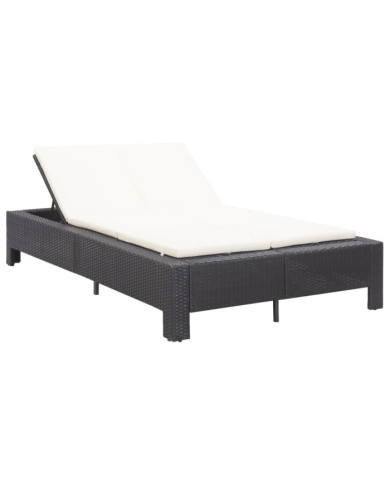 Transat à 2 places avec coussin Noir Résine tressée | Mobilier & Déco