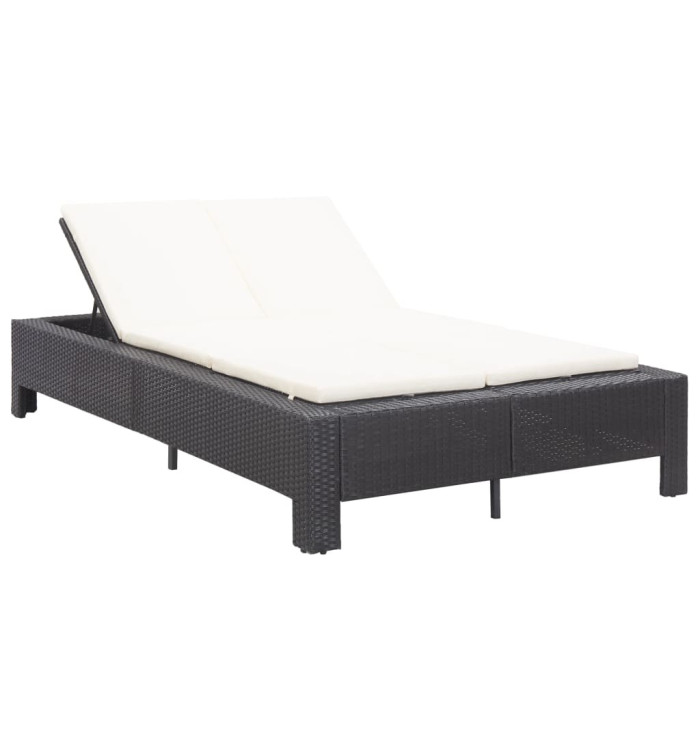 Transat à 2 places avec coussin Noir Résine tressée | Mobilier & Déco