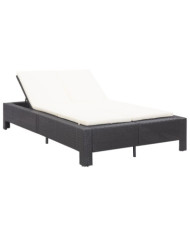 Transat à 2 places avec coussin Noir Résine tressée | Mobilier & Déco