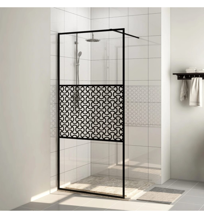 Paroi de douche avec verre ESG transparent 80x195 cm Noir | Mobilier & Déco