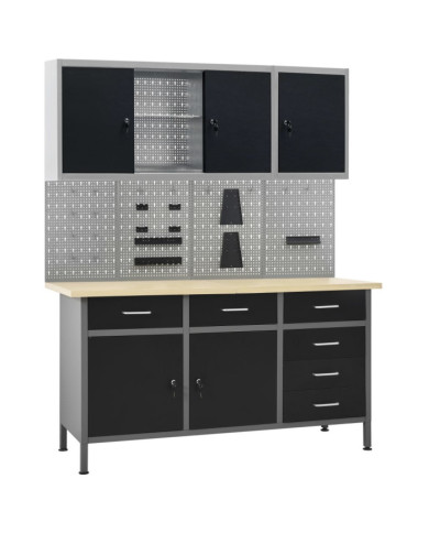 Établi avec 4 panneaux muraux et 2 armoires | Mobilier & Déco