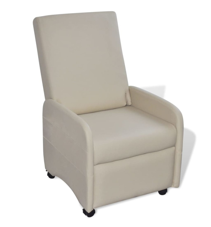 Fauteuil pliable crème similicuir | Mobilier & Déco