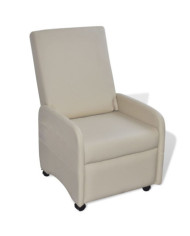 Fauteuil pliable crème similicuir | Mobilier & Déco