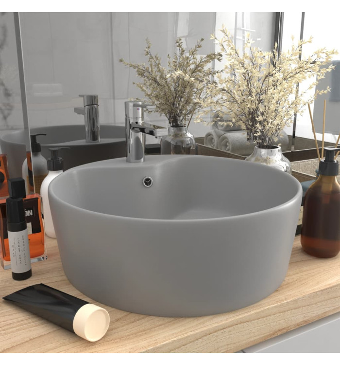 Lavabo de luxe avec trop-plein Gris clair mat 36x13cm Céramique | Mobilier & Déco