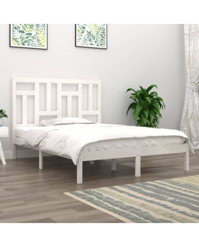 Cadre de lit sans matelas blanc 140x190 cm bois de pin massif | Mobilier & Déco