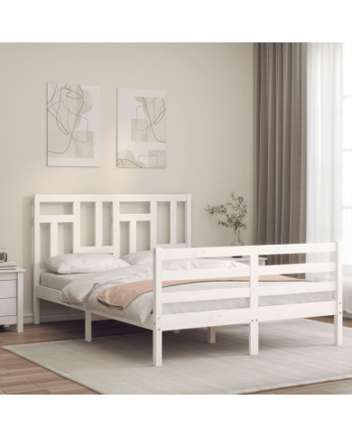 Cadre de lit sans matelas blanc 140x200 cm bois massif | Mobilier & Déco