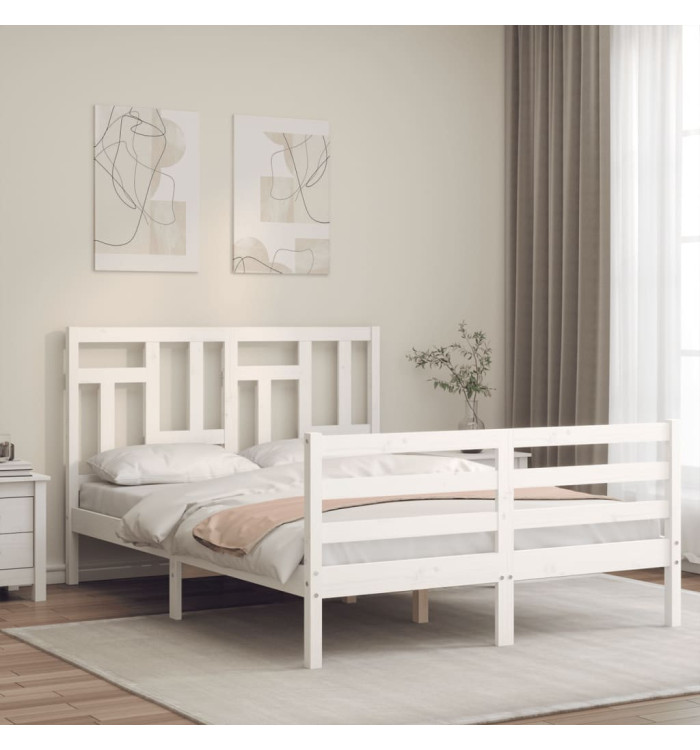 Cadre de lit sans matelas blanc 140x200 cm bois massif | Mobilier & Déco