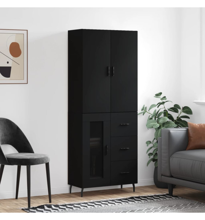 Buffet haut Noir 69,5x34x180 cm Bois d'ingénierie | Mobilier & Déco