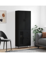 Buffet haut Noir 69,5x34x180 cm Bois d'ingénierie | Mobilier & Déco