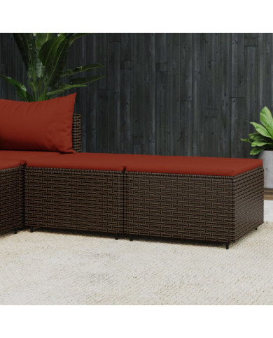 Repose-pieds de jardin coussins lot de 2 marron résine tressée | Mobilier & Déco