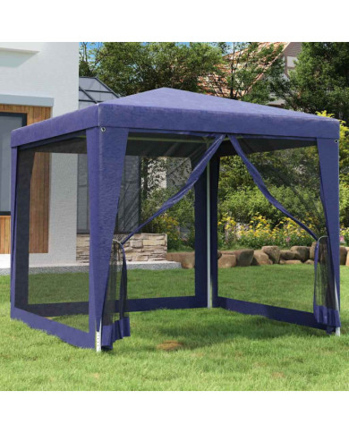 Tente de fête avec 4 parois latérales en maille Bleu 2,5x2,5 m | Mobilier & Déco