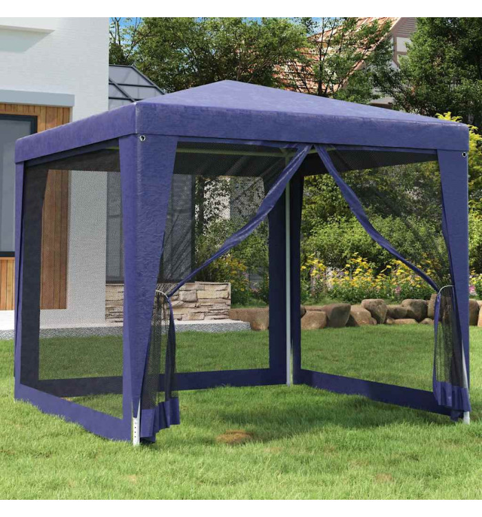 Tente de fête avec 4 parois latérales en maille Bleu 2,5x2,5 m | Mobilier & Déco