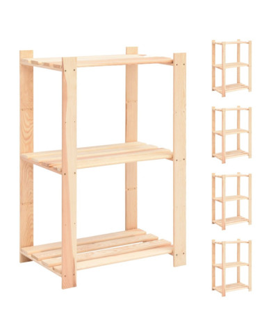 Étagères de rangement à 3 niveaux 5 pcs 60x38x90 cm Pin 150 kg | Mobilier & Déco