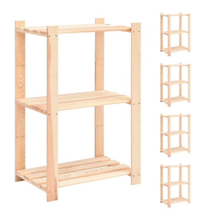 Étagères de rangement à 3 niveaux 5 pcs 60x38x90 cm Pin 150 kg | Mobilier & Déco