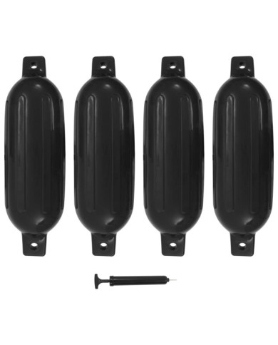 Pare-choc de bateau 4 pcs noir 58,5x16,5 cm PVC | Mobilier & Déco