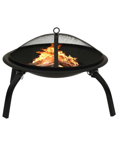 Foyer et barbecue avec tisonnier 2 en 1 56x56x49 cm Acier | Mobilier & Déco
