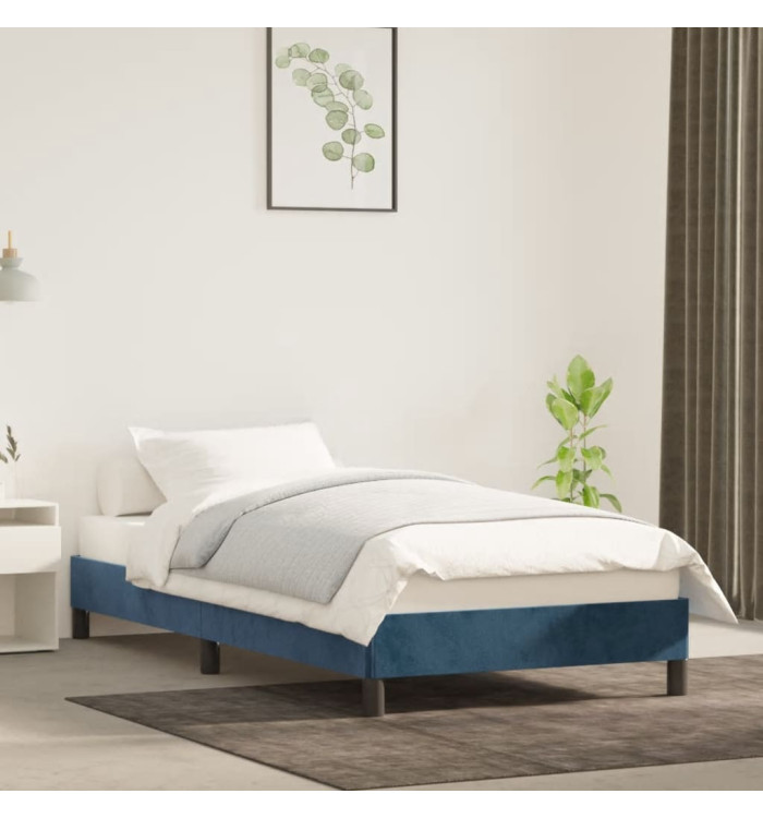 Cadre de lit sans matelas bleu foncé 90x190 cm velours | Mobilier & Déco