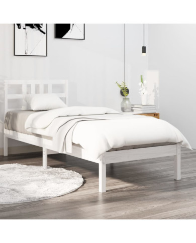 Cadre de lit sans matelas blanc 100x200 cm bois massif | Mobilier & Déco