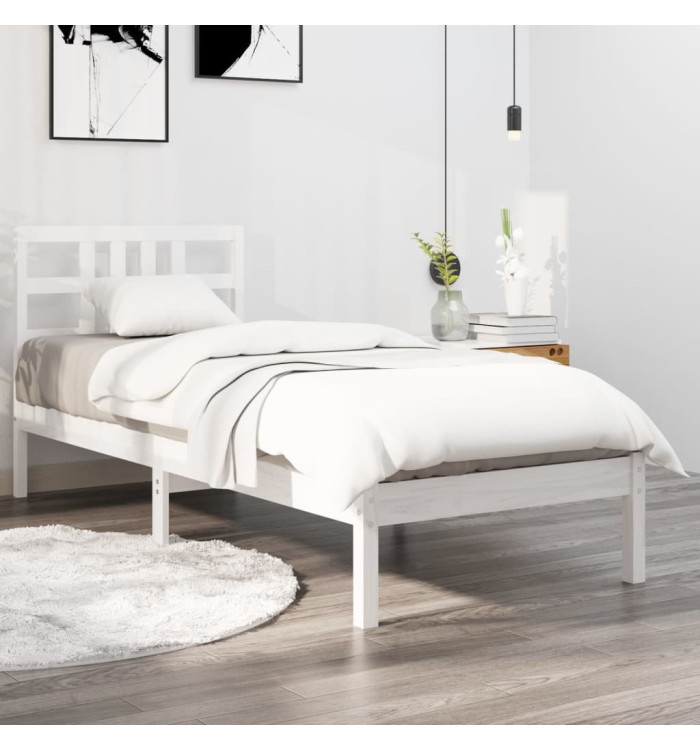 Cadre de lit sans matelas blanc 100x200 cm bois massif | Mobilier & Déco
