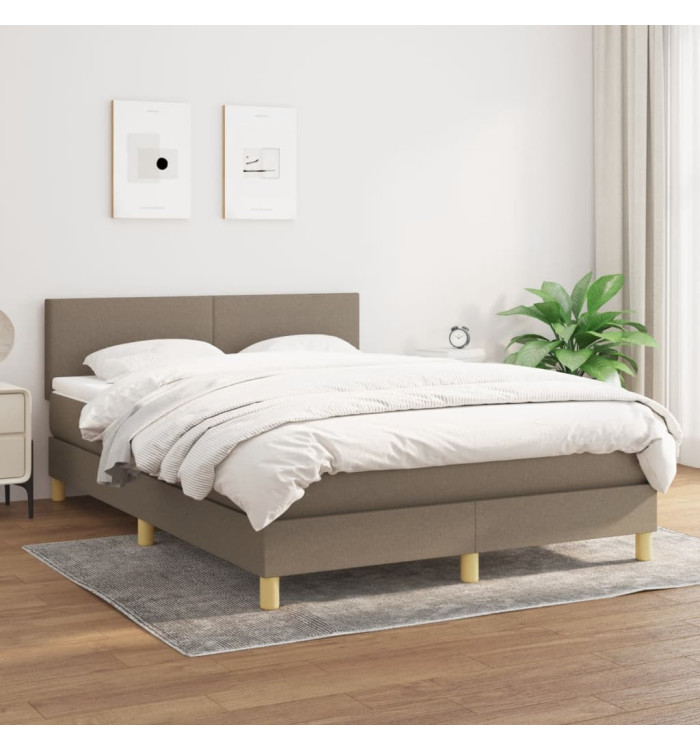 Sommier à lattes de lit avec matelas Taupe 140x190 cm Tissu | Mobilier & Déco