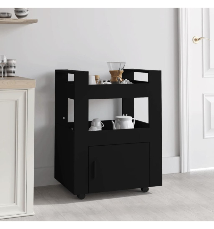 Chariot de cuisine Noir 60x45x80 cm Bois d'ingénierie | Mobilier & Déco