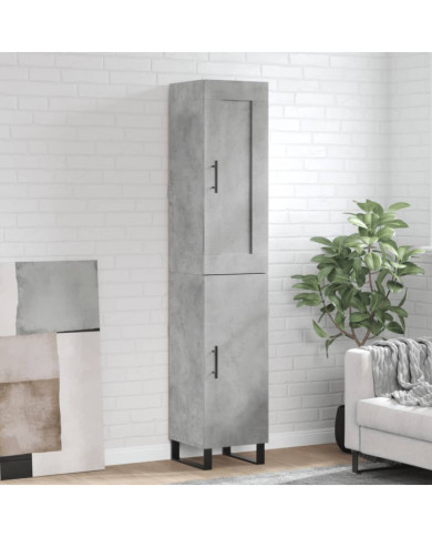 Buffet haut Gris béton 34,5x34x180 cm Bois d'ingénierie | Mobilier & Déco